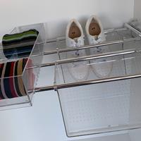 Plus - Shoe rack 4V+1J - transparent - bright aluminium - transparent polycarbonate 4